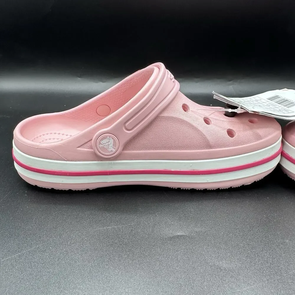 Kids Juniors Crocs Pink Bayaband Clog K Size 1 (j1) Comfort Shoes 205100-606 NEW